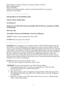 Airworthiness Directive / Federal Aviation Regulations / Bell Helicopter / Helicopter / Visual flight rules / Aviation / Aviation law / Transport