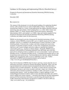 Guidance for Developing and Implementing Effective Shorebird Surveys Program for Regional and International Shorebird Monitoring (PRISM) Steering Committee December[removed]BACKGROUND
