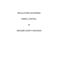 REGULATIONS GOVERNING  ANIMAL CONTROL IN