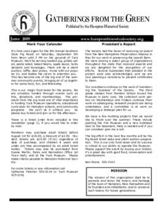 GATHERINGS FROM THE GREEN Published by the Hampton Historical Society June[removed]www.hamptonhistoricalsociety.org