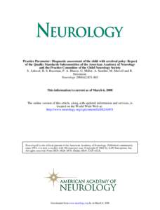 Practice Parameter: Diagnostic assessment of the child with cerebral palsy: Report of the Quality Standards Subcommittee of the American Academy of Neurology and the Practice Committee of the Child Neurology Society S. A