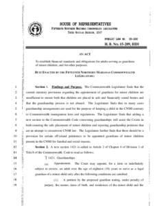 HOUSE OF REPRESENTATIVES FIFTEENTH NORTHERN MARIANAS COMMONWEALTH LEGISLATURE THIRD REGULAR SESSION, 2007 PUBLIC LAW NO[removed]H. B. NO[removed], HDl