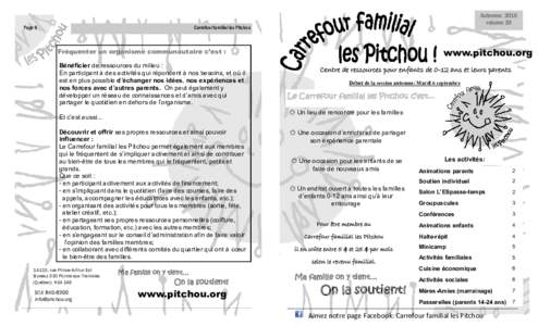 Page 8  Automne 2016 volume 20  Carrefour familial les Pitchou