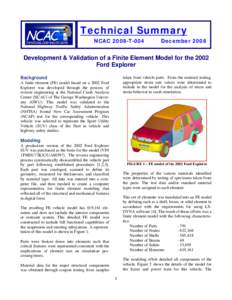 Crash simulation / SUVs / LS-DYNA / Accelerometer / National Highway Traffic Safety Administration / Ford Explorer / Pam-Crash / Crash test / Transport / Land transport / Car safety