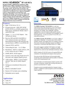 MPEG Gearbox IP/ASI 8Ch -- IP to ASI Transcoder or MPEG-2 to MPEG-2 Scaler