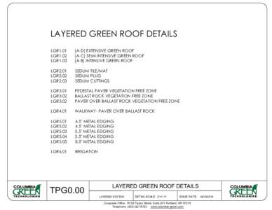 LAYERED GREEN ROOF DETAILS LGR1.01 LGR1.02 LGR1.03  [A-D] EXTENSIVE GREEN ROOF