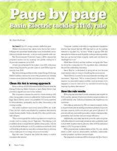 Page by page Basin Electric tackles 111(d) rule By Dain Sullivan On June 2, the U.S. energy industry shifted its gaze. Utilities from around the nation came face-to-face with a 648-page document that threatens the future