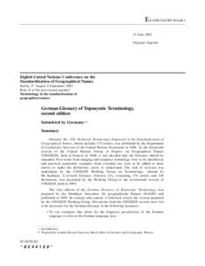 E/CONF.94/CRP.30/Add.1 13 June 2002 Original: English Eighth United Nations Conference on the Standardization of Geographical Names