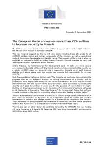 EUROPEAN COMMISSION  PRESS RELEASE Brussels, 9 September[removed]The European Union announces more than €124 million