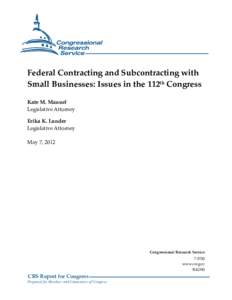 Federal Contracting and Subcontracting with Small Businesses: Issues in the 112th Congress