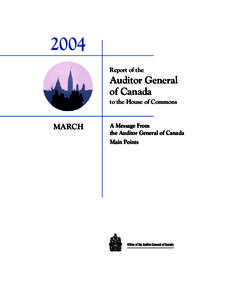 2004 Report of the Auditor General of Canada to the House of Commons