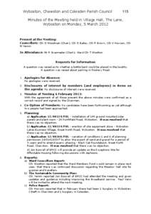 Wyboston, Chawston and Colesden Parish Council  115 Minutes of the Meeting held in Village Hall, The Lane, Wyboston on Monday, 5 March 2012