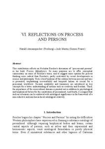 VI. REFLECTIONS ON PROCESS AND PERSONS Harald Atmanspacher (Freiburg) • Jack Martin (Simon Fraser)