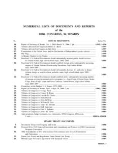 NUMERICAL LISTS OF DOCUMENTS AND REPORTS of the 109th CONGRESS, 2d SESSION No[removed].