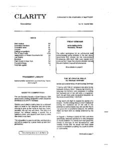 CLARITY  A movement for the simplification of legal English Newsletter