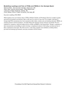 BACK Modelling Loadings and Fate of PCBs and PBDEs in the Georgia Basin Patrick Shaw*, Environment Canada, Vancouver, BC Peter Ross, Sophie Johannessen, Robie Macdonald, Institute of Ocean Sciences, Sidney, BC Frank Goba