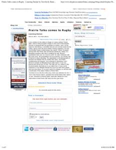 Prairie Talks comes to Rugby - Learning Station by Terri Kelly Barta...  http://www.thepiercecountytribune.com/page/blogs.detail/display[removed]Mobile: mobile.thepiercecountytribune.com