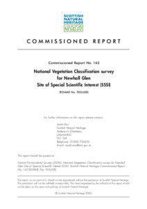 Report No. 143 National Vegetation Classification for Newhall Glen Site of Special Scientific Interest (SSSI) (ROAME No. F03LJ08)