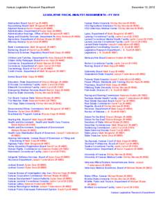 Legislative Fiscal Analyst Assignments - FY[removed]by Agency