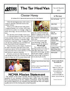 The Tar Heel Van Cloister Honey 2012 In This Issue