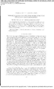 THE ORGANIZATION OF SUPPLIER NETWORKS: EFFECTS OF DELEGATION AND Dilip Mookherjee; Masatoshi Tsumagari Econometrica; Jul 2004; 72, 4; ABI/INFORM Global pgReproduced with permission of the copyright owner. Further