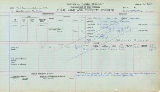 Department of the Interior Property and Tenancy Ledger