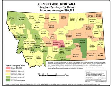 CENSUS 2000: MONTANA Median Earnings for Males Montana Average: $30,503 Lincoln $30,299