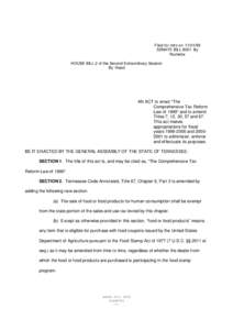 Filed for intro on[removed]SENATE BILL 8001 By Rochelle HOUSE BILL 2 of the Second Extraordinary Session By Head