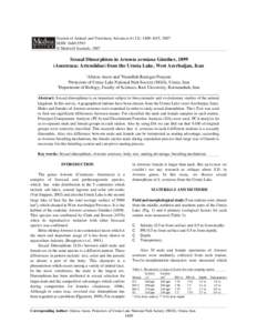 Journal of Animal and Veterinary Advances 6 (12): [removed], 2007 ISSN: [removed] © Medwell Journals, 2007 Sexual Dimorphism in Artemia urmiana Günther, 1899 (Anostraca: Artemiidae) from the Urmia Lake, West Azerbaijan