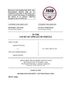 Pursuant to Ind.Appellate Rule 65(D), this Memorandum Decision shall not be regarded as precedent or cited before any court except for the purpose of establishing the defense of res judicata, collateral estoppel, or the 