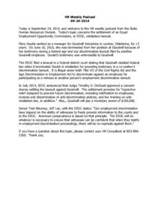 Equal Employment Opportunity Commission / Employment discrimination / Discrimination / Law / Politics of the United States / Government / Burlington Northern & Santa Fe Railway Co. v. White / 90th United States Congress / Age Discrimination in Employment Act / Ageism