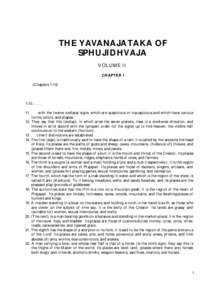THE YAVANAJATAKA OF SPHUJIDHVAJA VOLUME II CHAPTER 1 (Chapters 1-10)