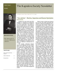 Volume 2, Issue 2  The Kapralova Society Newsletter Fall 2004