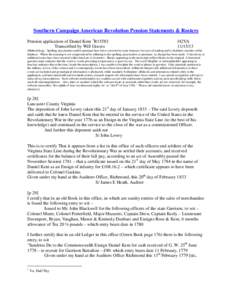 Southern Campaign American Revolution Pension Statements & Rosters Pension application of Daniel Kent 1R15583 Transcribed by Will Graves f42VA[removed]