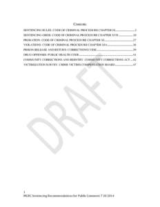 Contents SENTENCING RULES: CODE OF CRIMINAL PROCEDURE CHAPTER IX ................................2 SENTENCING GRIDS: CODE OF CRIMINAL PROCEDURE CHAPTER XVII ........................ 18 PROBATION: CODE OF CRIMINAL PROCEDU