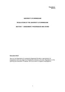 RegulationsUNIVERSITY OF BIRMINGHAM  REGULATIONS OF THE UNIVERSITY OF BIRMINGHAM