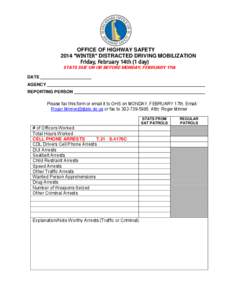 Print Save E-mail OFFICE OF HIGHWAY SAFETY 201:,17(5 DISTRACTED DRIVING MOBILIZATION