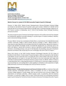 SC ATE Center of Excellence Florence-Darlington Technical College SiMT Room 257  P.O. BoxW. Lucas Street, Florence, SC |www.mentor-connect.org