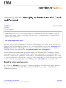 Mastering MEAN: Managing authentication with OAuth and Passport Scott Davis Founder ThirstyHead.com