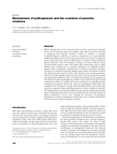 doi: j01480.x  REVIEW Mechanisms of pathogenesis and the evolution of parasite virulence