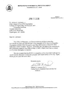 Office of Research and Development’s (ORD) Response to the Board of Scientific Counselors (BOSC) May 2005 Final Letter Report that Reviews the Second National Coastal Condition Report BOSC WorkGroup: Dr. James Clark, 