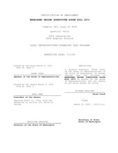 CERTIFICATION OF ENROLLMENT ENGROSSED SECOND SUBSTITUTE HOUSE BILL 2673 Chapter 181, Laws of[removed]partial veto) 59th Legislature 2006 Regular Session