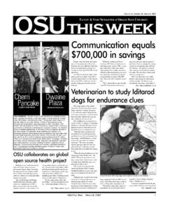 OSUthis week  Volume 46, Number 22, March 8, 2007 FACULTY & STAFF NEWSLETTER  OREGON STATE UNIVERSITY