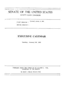 SENATE OF THE UNITED STATES NINETY-NINTH CONGRESS FIRST SESSION {  Convened January 3, 1985