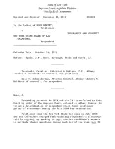 State of New York Supreme Court, Appellate Division Third Judicial Department Decided and Entered: December 29, 2011 ________________________________