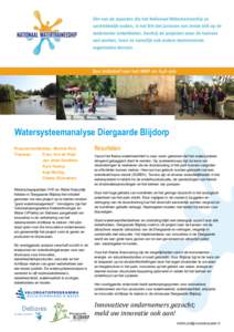 Watersysteemanalyse Diergaarde Blijdorp Projectontwikkelaar: Michiel Pols Trainees: Friso Vos de Wael Jan Jetze Zandstra