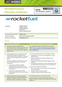 UK Good Practice Principles certificate Company:  Rocket Fuel Ltd.