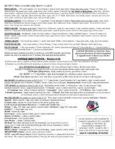 Midland School Supply Lists PRESCHOOL 250 count napkins, 2 lg. boxes Kleenex, large & small paper plates. Please label these items: Change of clothes in a labeled Ziploc bag (underwear, socks, pants/shorts, shirt