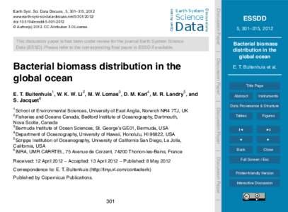 Bacterial biomass distribution in the global ocean