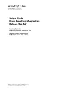 State of Illinois Illinois Department of Agriculture DuQuoin State Fair Compliance Examination For the Two Years Ended September 30, 2005 Performed as Special Assistant Auditors